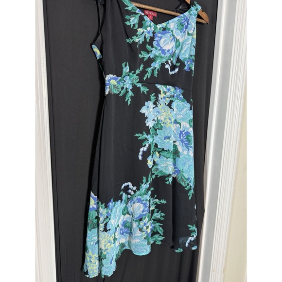 Merona Tank Dress Blue Green Lined Sheer Dark Floral Fairy Y2K babydoll S - Picture 6 of 10